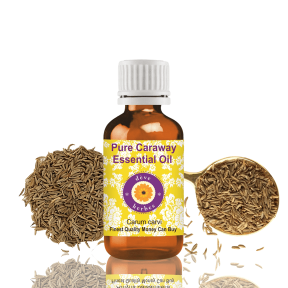 Deve Herbes Caraway Essential Oil (Carum Carvi) - 0.33 Fl Oz (10ml) - 100% Natural Caraway Oil - for Aromatherapy, Herbal Blends & Massage - without Dropper