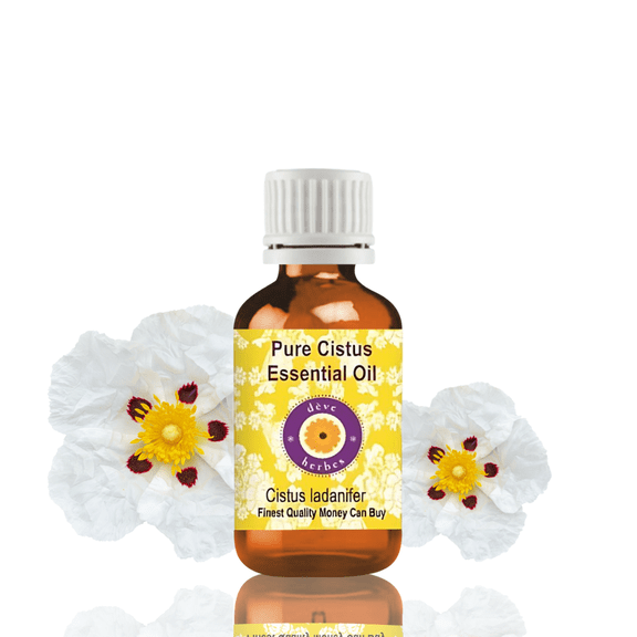 Deve Herbes Cistus Essential Oil (Cistus Ladanifer) - 0.16 Fl Oz (5ml) - 100% Natural Cistus Oil - for Skin Care, Perfumery & Aromatherapy - without Dropper