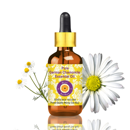 Deve Herbes German Chamomile Essential Oil (Matricaria Recutita) - 0.16 Fl Oz (5ml) - 100% Natural German Chamomile Oil - for Skin Care, Soothing & Aromatherapy - with Dropper