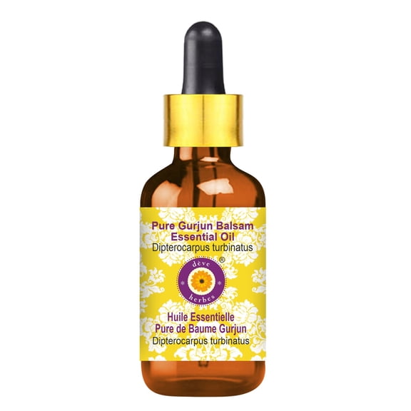 Deve Herbes Gurjun Balsam Essential Oil (Dipterocarpus Turbinatus) - 0.16 Fl Oz (5ml) - 100% Natural Gurjun Balsam Oil - for Perfumery, Fixative & Blends - with Dropper