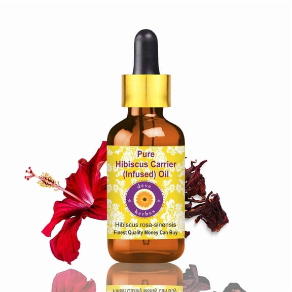 Deve Herbes Hibiscus Carrier (Infused) Oil (Hibiscus rosa-sinensis) - 5ml (0.16 FL Oz ) - 100% Natural Infused Oil - for Scalp Massage, Hair Nourishment & External Use - with Dropper
