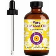 Deve Herbes Linseed Oil Linum usitatissimum - 4 fl oz 120ml - 100% Pure Natural Oil for Hair Care, Skin Care, Massage Blends & External Use - with Dropper