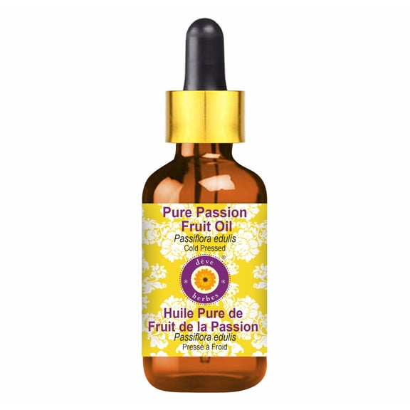 Deve Herbes Passion Fruit Oil (Passiflora edulis) - 10ml (0.33 FL Oz ) - 100% Natural Cold Pressed Oil - for Beauty Care, Skin Nourishment & External Use - with Dropper