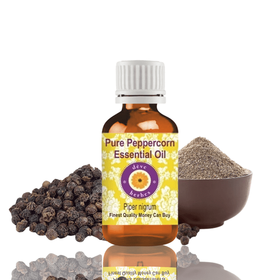 Deve Herbes Peppercorn Essential Oil (Piper Nigrum) - 3.38 Fl Oz (100ml) - 100% Natural Peppercorn Oil - for Massage, Muscle Relief & Aromatherapy - without Dropper