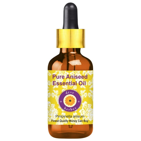 Deve Herbes Pure Aniseed Essential Oil (Pimpinella anisum) with Glass Dropper Natural Therapeutic Grade Steam Distilled 10ml (0.33 oz)