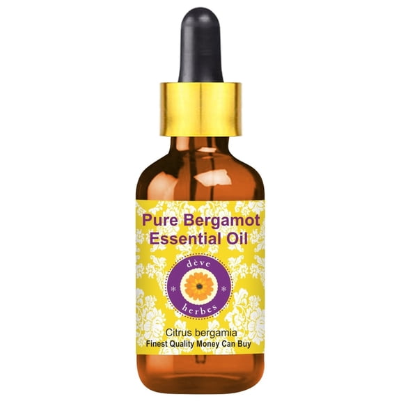 Deve Herbes Pure Bergamot Essential Oil (Citrus bergamia) with Glass Dropper Natural Therapeutic Grade Steam Distilled 15ml (0.50 oz)