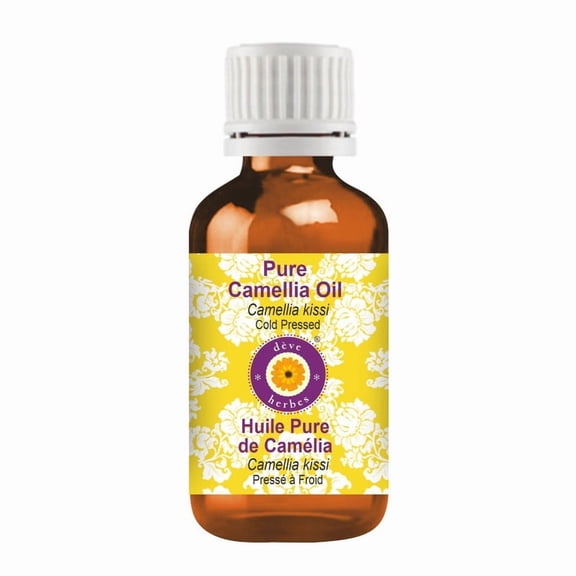 Deve Herbes Pure Camellia Oil (Camellia kissi) Cold-Pressed Natural Botanical Oil for Skin, Hair & Massage 5ml