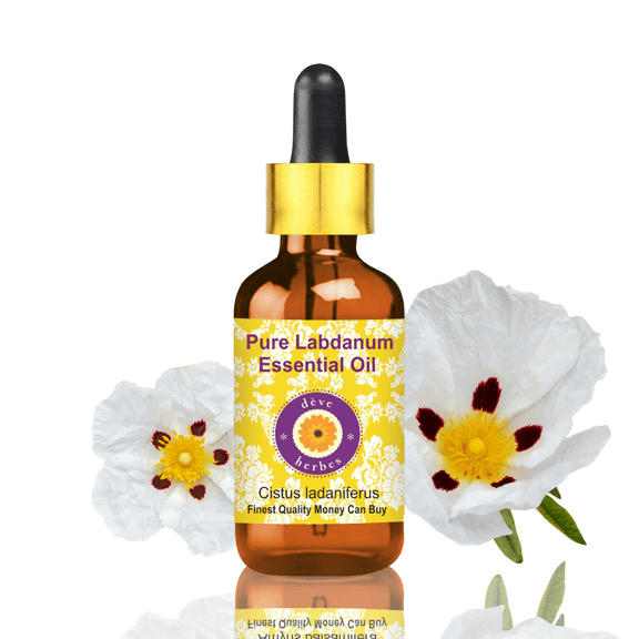 Deve Herbes Pure Labdanum Essential Oil (Cistus ladaniferus) Steam Distilled, Natural & Aromatherapy Use 30ml with Glass Dropper