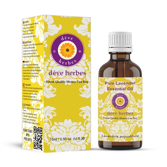 Deve Herbes Pure Lavender Essential Oil (Lavandula angustifolia) Steam Distilled, Natural & Aromatherapy Use 15ml