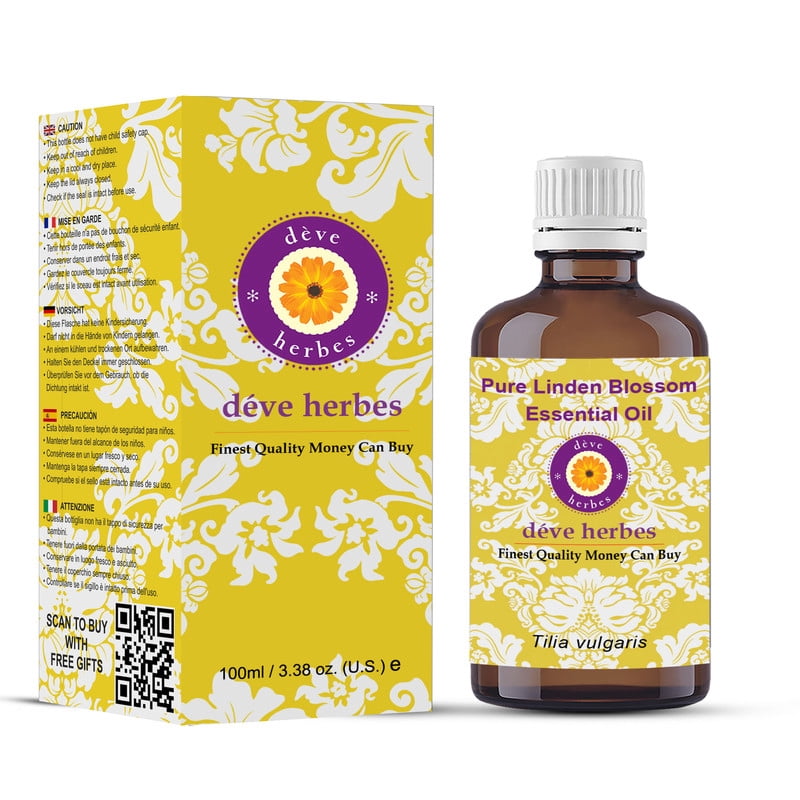 Deve Herbes Pure Linden Blossom Essential Oil (Tilia vulgaris) Steam Distilled, Natural & Aromatherapy Use 100ml