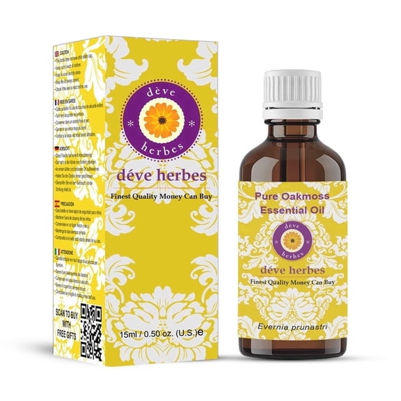 Deve Herbes Pure Oakmoss Essential Oil (Evernia prunastri) Steam Distilled, Natural & Aromatherapy Use 15ml