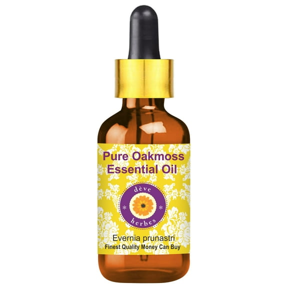Deve Herbes Pure Oakmoss Essential Oil (Evernia prunastri) with Glass Dropper Natural Therapeutic Grade Steam Distilled 15ml (0.50 oz)