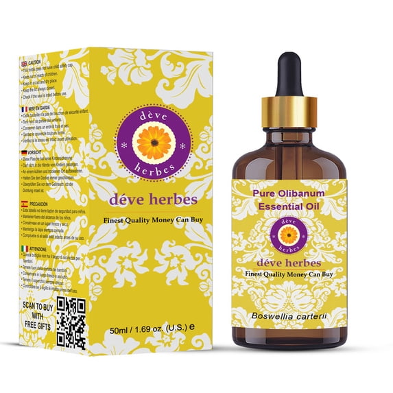 Deve Herbes Pure Olibanum Essential Oil (Boswellia carterii) Steam Distilled, Natural & Aromatherapy Use 30ml with Glass Dropper