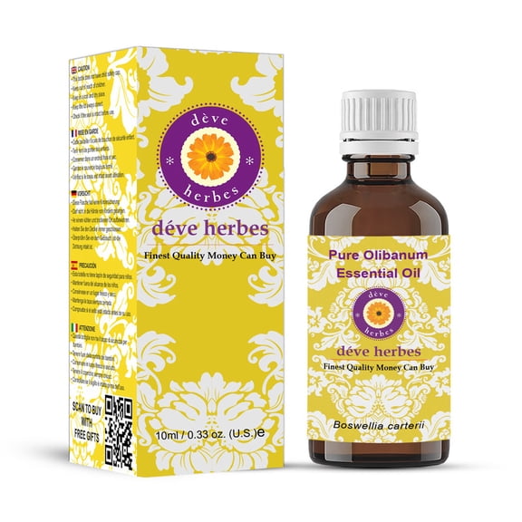 Deve Herbes Pure Olibanum Essential Oil (Boswellia carterii) Steam Distilled, Natural & Aromatherapy Use 5ml