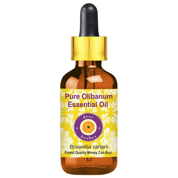 Deve Herbes Pure Olibanum Essential Oil (Boswellia carterii) with Glass Dropper Natural Therapeutic Grade Steam Distilled 10ml (0.33 oz)