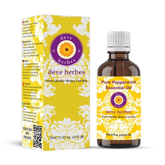 Deve Herbes Pure Peppermint Essential Oil (Mentha piperita) Steam Distilled, Natural & Aromatherapy Use 10ml