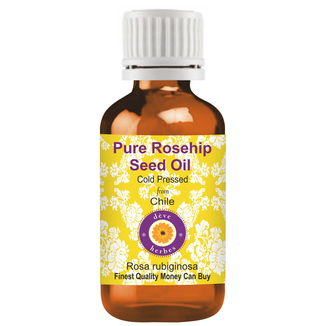 Deve Herbes Pure Rosehip Oil (Rosa rubiginosa) Natural Therapeutic Grade Cold Pressed 30ml (1 oz)
