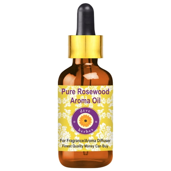 Deve Herbes Pure Rosewood Aroma Oil (Suitable for Aroma Diffuser) with Glass Dropper Natural Therapeutic Grade 15ml (0.50 oz)