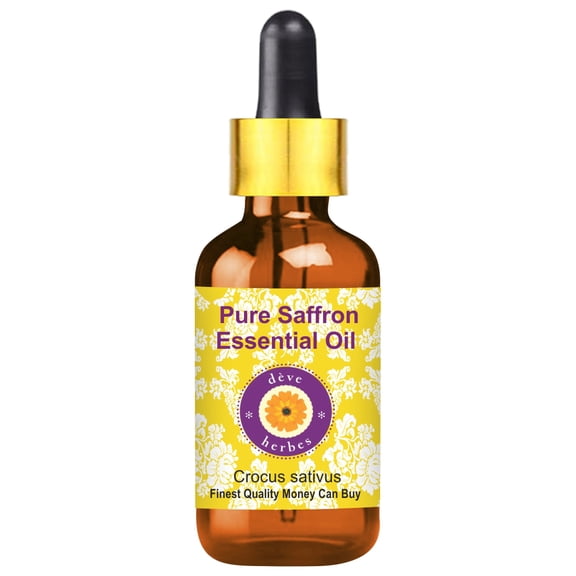 Deve Herbes Pure Saffron Essential Oil (Crocus sativus) with Glass Dropper Natural Therapeutic Grade Steam Distilled 5ml (0.16 oz)