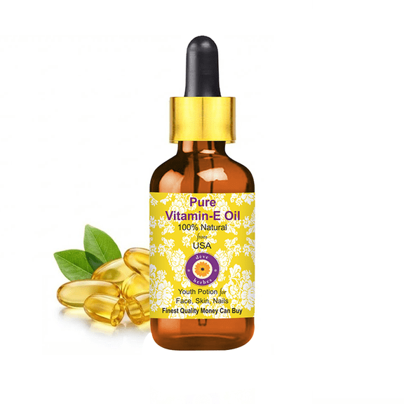 Deve Herbes Pure Vitamin E Oil Natural Infused Botanical Extract Blend for Daily Personal Care 30ml with Glass Dropper