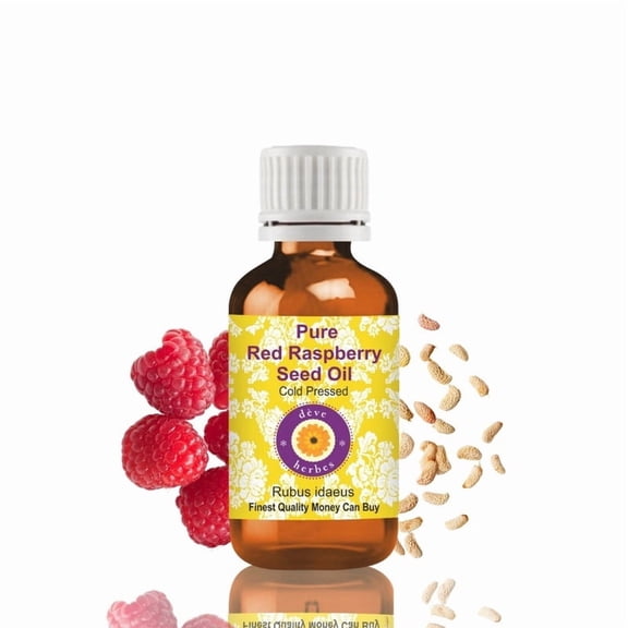 Deve Herbes Red Raspberry Seed Oil (Rubus idaeus) - 10ml (0.33 FL Oz ) - 100% Natural Cold Pressed Oil - for Facial Moisturizing, Skin Care & External Use - without Dropper