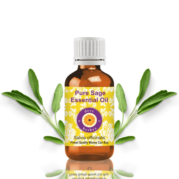 Deve Herbes Sage Essential Oil (Salvia Officinalis) - 0.16 Fl Oz (5ml) - 100% Natural Sage Oil - for Hair Care, Diffuser & Aromatherapy - without Dropper
