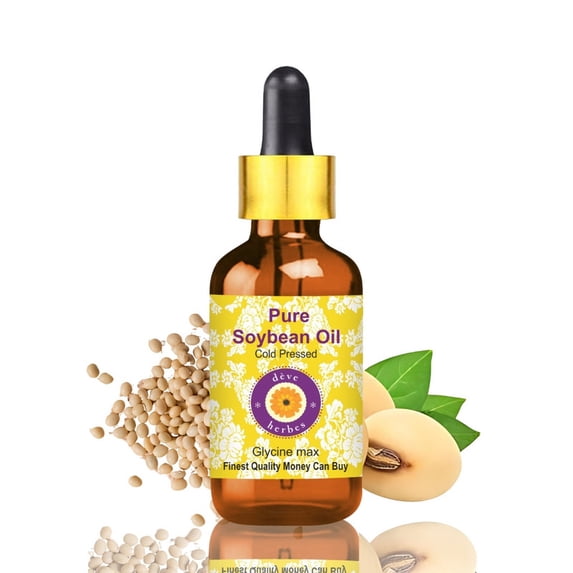 Deve Herbes Soybean Oil (Glycine max) - 30ml (1.01 FL Oz ) - 100% Natural Cold Pressed Oil - for Cosmetic Blends, Skin Care & External Use - with Dropper