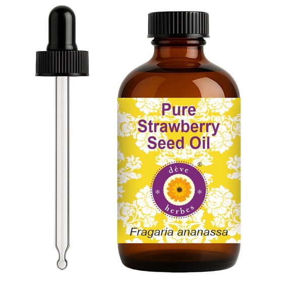 Deve Herbes Strawberry Seed Oil (Fragaria ananassa) - 4 fl oz (120ml) - 100% Pure Natural Oil for Skin Care, Face Care, Beauty Blends & External Use - with Dropper