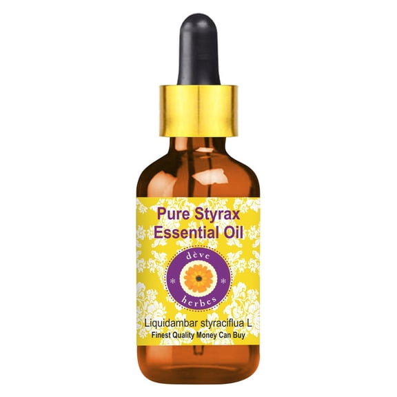 Deve Herbes Styrax Essential Oil (Liquidambar Styraciflua L) - 0.16 Fl Oz (5ml) - 100% Natural Styrax Oil - for Perfumery, Fixative, Blends & External Use - with Dropper