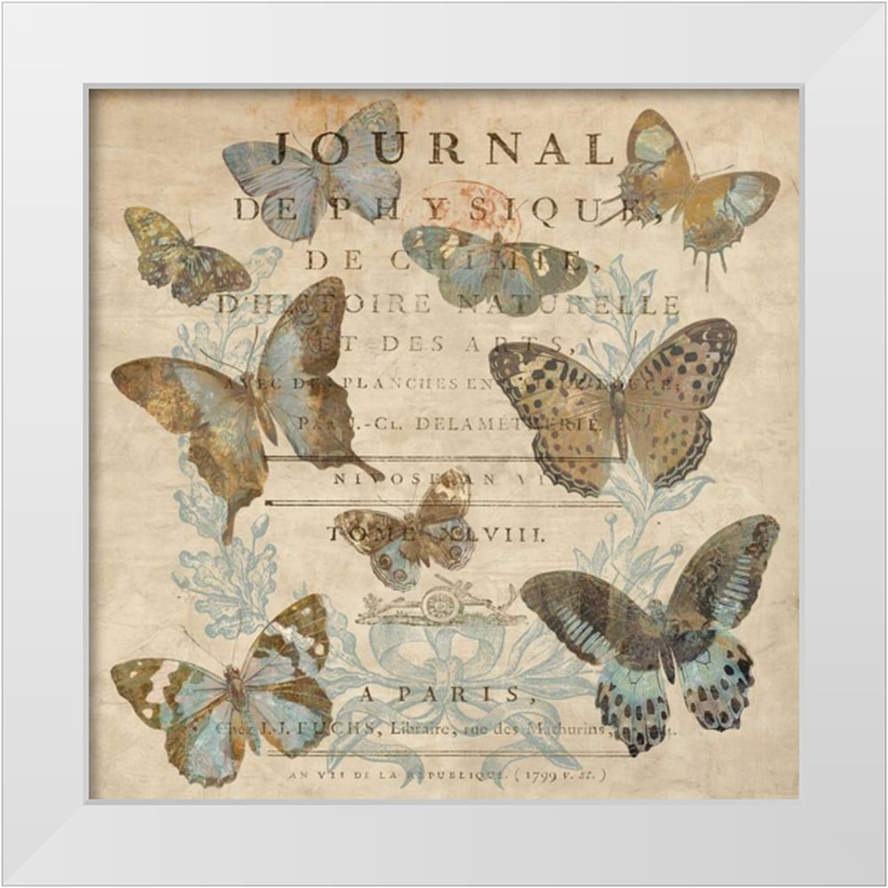 Papillon I 12x12 White Wood Framed Butterfly Canvas Print
