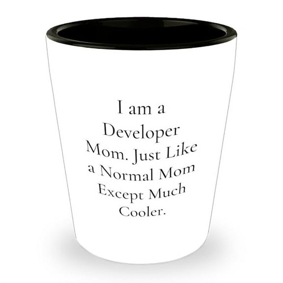 Developer Mom Shot Glass, Funny Quote, Gifts for Developer, Women, Friends, Coworkers, Family, Birthday Unique Gifts from Mom