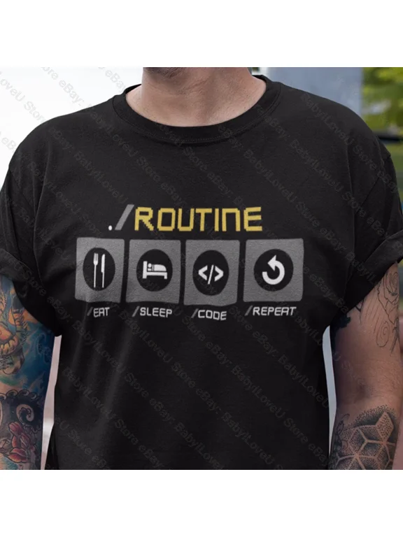 Developer Routine Programmer T Shirt Code Geek Nerd Software Engineer Tee Shirt