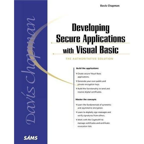 Pre-Owned Developing Secure Applications with Visual Basic (Paperback 9780672318368) by Davis Chapman