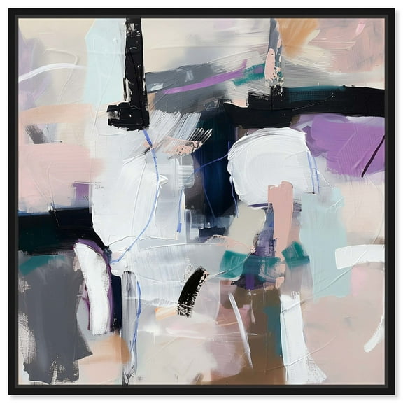 Development Pastel Color Abstract Canvas Wall Art by Art Remedy, Black Floater Frame, 12"x12"