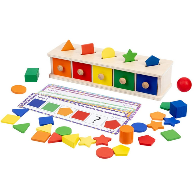 Developmental Toys Wooden Color Shape Sorting Box Game Music for Kids Over  Age 2