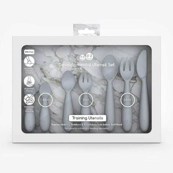 ezpz Developmental Utensil Set (Pewter)