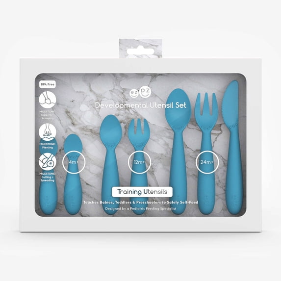 ezpz Developmental Utensil Set (Blue)