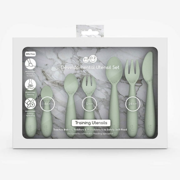 ezpz Developmental Utensil Set (Sage)