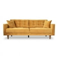 thumbnail image 1 of Deven Living Room Mid-Century Modern Tufted Back Microfiber Sofa in Gold, 1 of 8