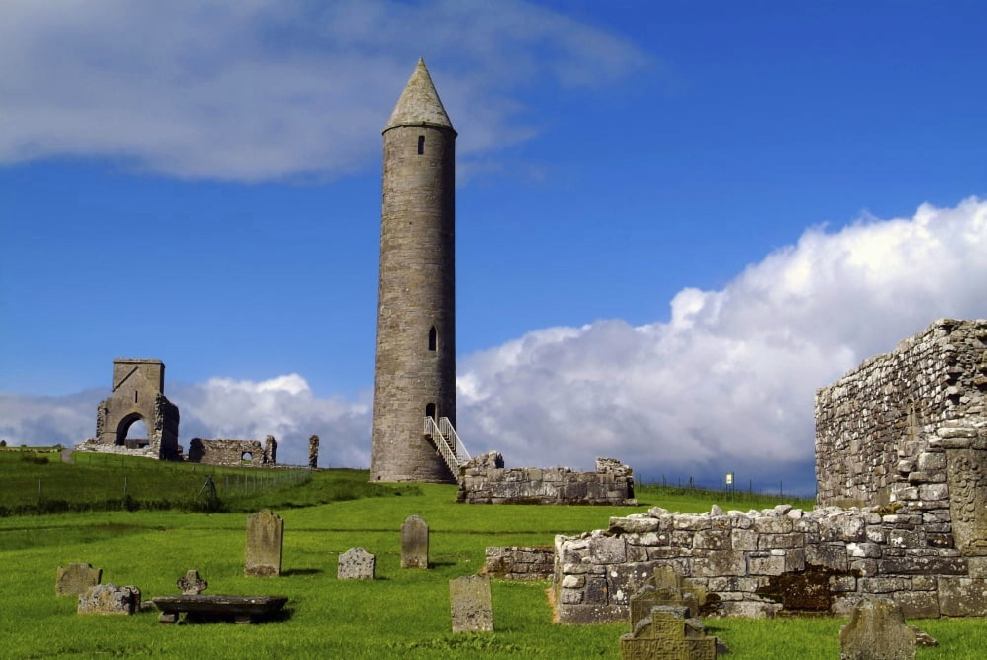 Devenish Monastic Site Co Fermanagh Canvas Art - The Irish Image Collection Design Pics (34 x 22)
