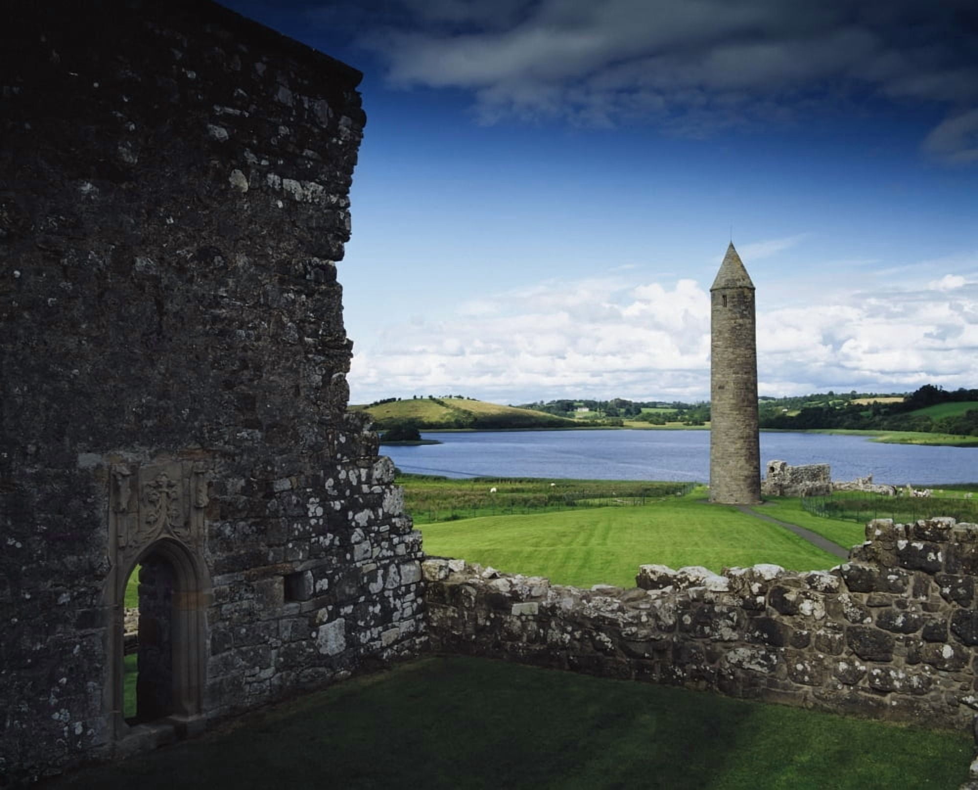 Devenish Monastic Site Lough Erne Co Fermanagh Ireland Medieval Monastic Site Canvas Art - The Irish Image Collection Design Pics (16 x 13)