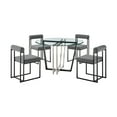 thumbnail image 1 of Devi Anastasia 5 Piece Round Glass Dining Table Set with Gray Fabric, 1 of 8