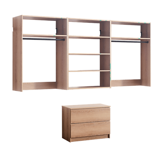 Devi Oak Freestanding Walk in Wood Closet System