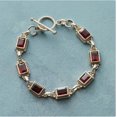 thumbnail image 1 of Devika Fine Jewelry 925 Sterling Silver Sundance Garnet Glory Stepwise Gemstone Link Bracelet For men and women – Elegant Rectangular Design with Toggle Clasp, 7.5 Inches, 1 of 1
