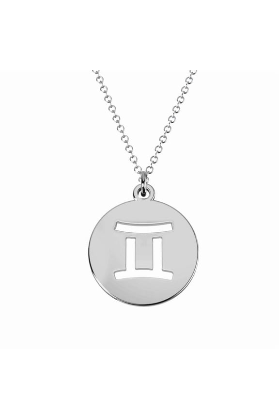 Astrology Gemini Zodiac Sign Cutout Disc 925 sterling silver Pendant with 18 inches chain