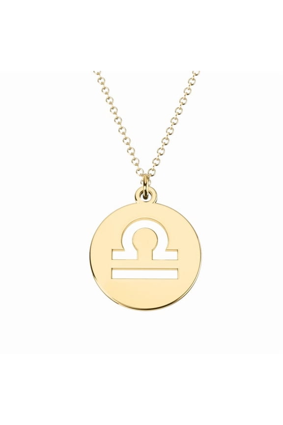 Libra Zodiac Horoscope Pendant Necklace 14k yellow gold plating 925 Sterling Silver jewelry