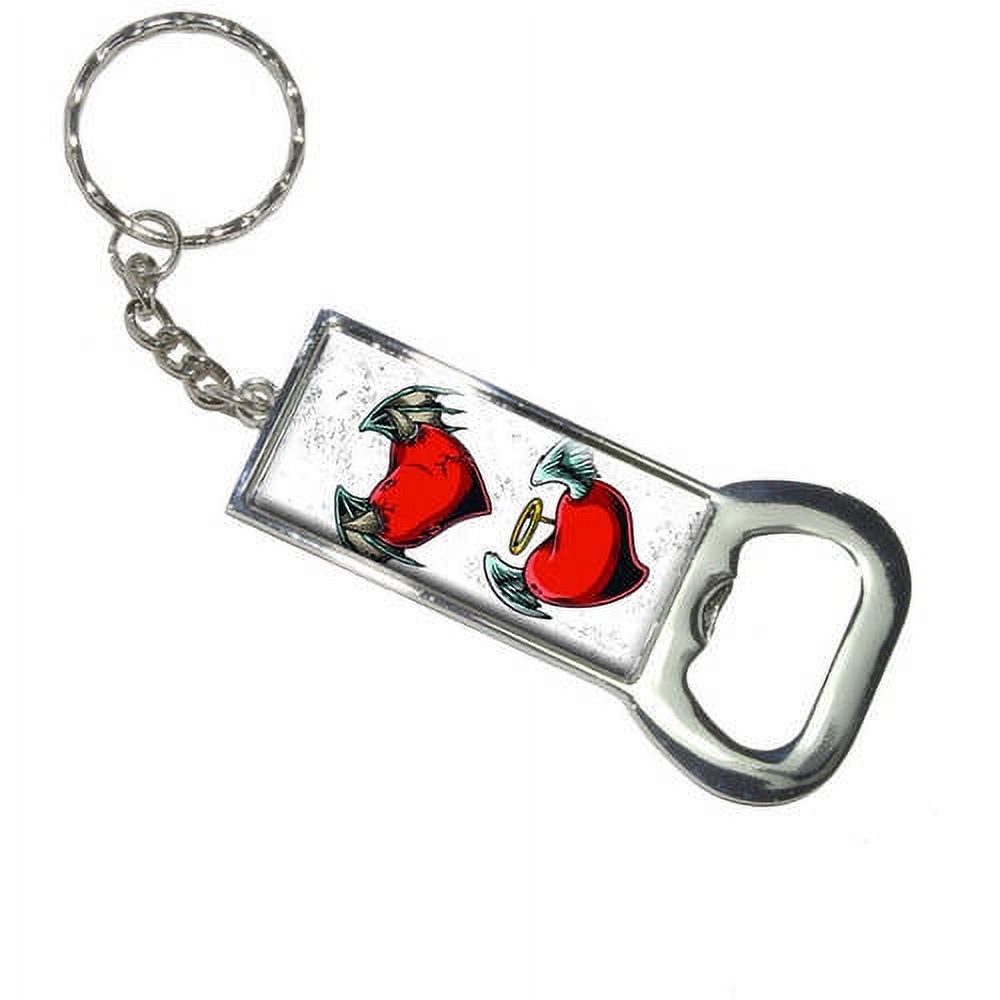 Devil And Angel Hearts Love Romance Broken Keychain Bottle Bottlecap