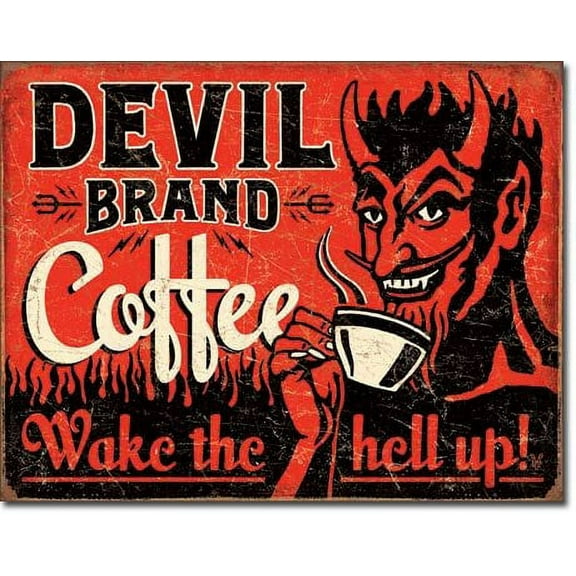 Devil Brand Coffee Tin Sign 16 x 13in