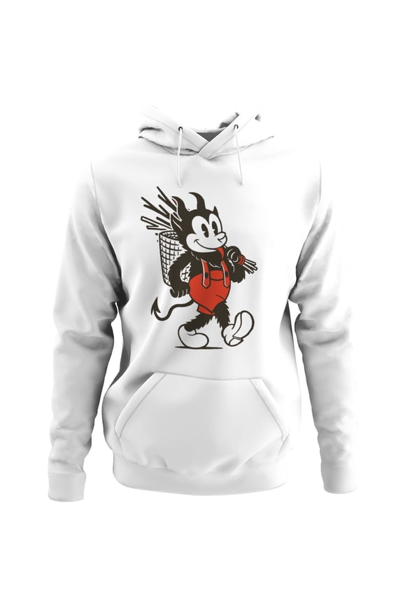 Devil Cartoon with Red Suspenders Men's Hoodie