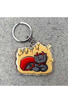 Devil Cat | 2 Sided Acrylic Keychain, Cute Bag Charm, Backpack Accessory, Gift for Animal Lovers